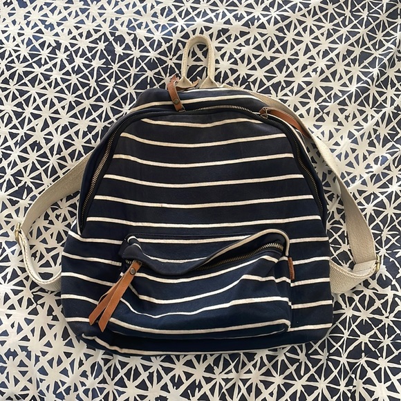 Brandy Melville Handbags - Blue and White stripe backpack